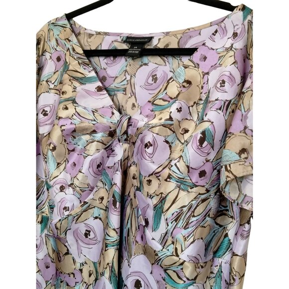 Lane Bryant Womens Multicolor Floral Print Flutter Sleeves Top Plus Size 24 - Picture 4 of 8